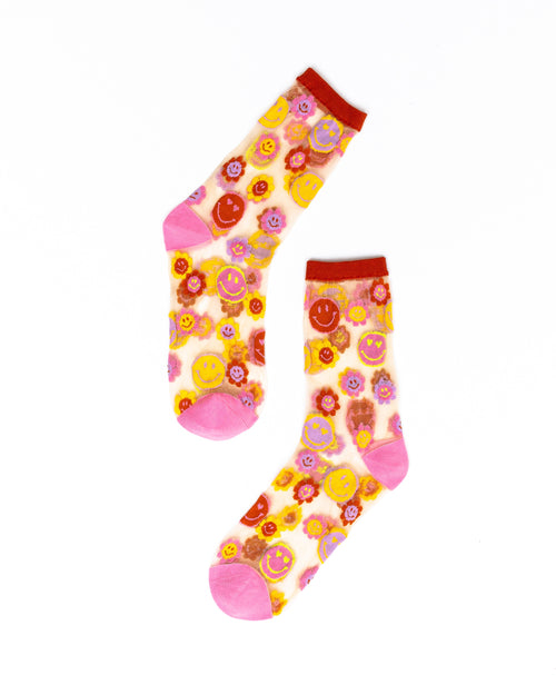 Sock candy smiley face sheer socks